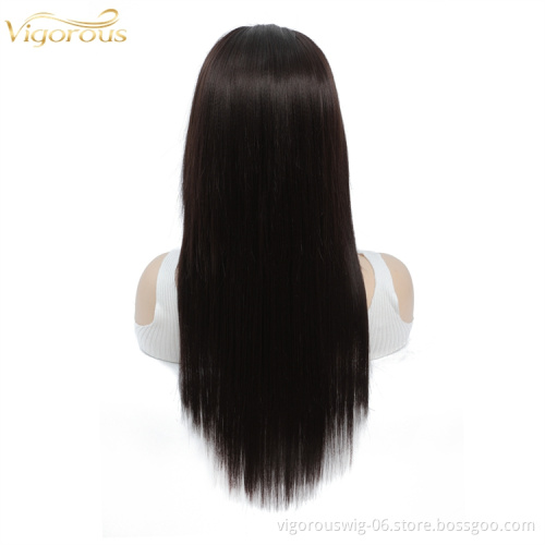 Vigorous long best free shipping wholesale color natural quality hot water silky straight synthetic invisible lace front wigs